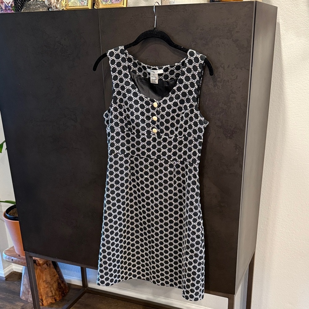 Vertigo Paris Black and White Geometric Mini Dress